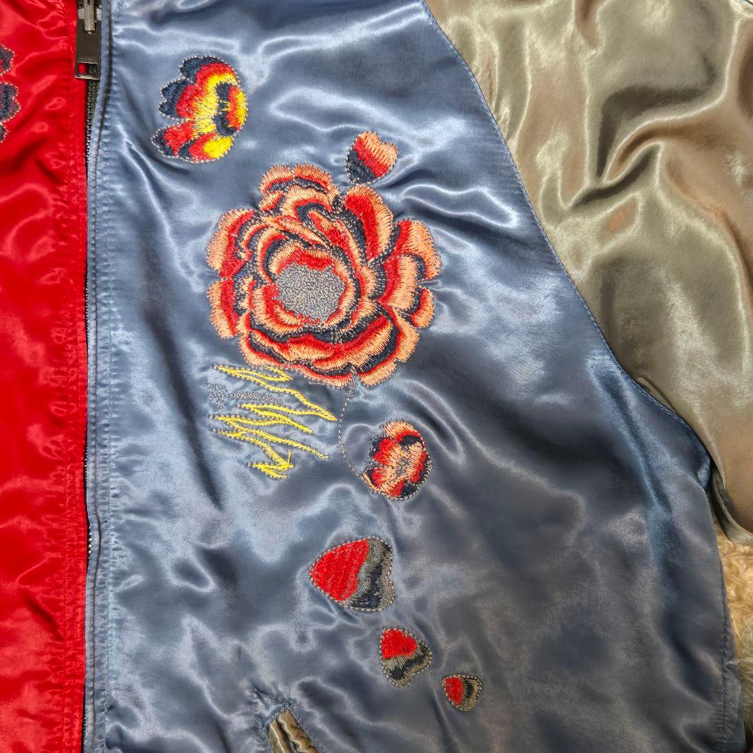美品　DIESEL　ディーゼル 　花/鯉　リバーシブル スカジャン　L　刺繍