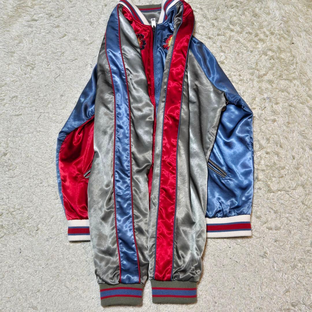 美品　DIESEL　ディーゼル 　花/鯉　リバーシブル スカジャン　L　刺繍