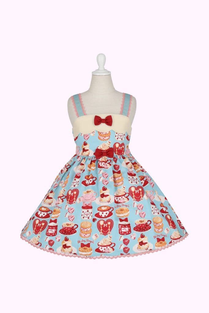 シャーリーテンプル　カフェプリント　100センチ　うさぎ　ジャンスカ