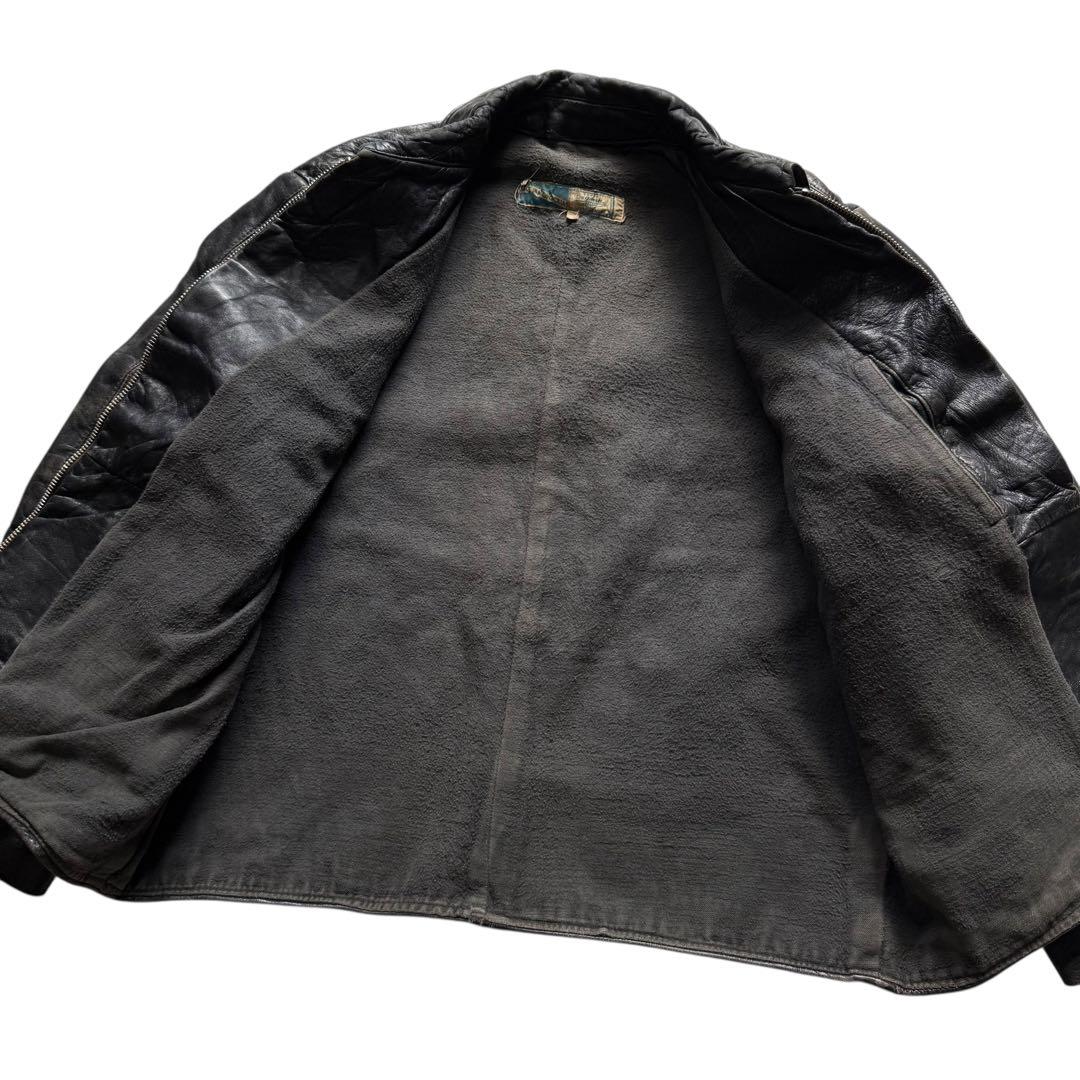 40s 50s モーターサイクルジャケット コの字留めWICOジップ