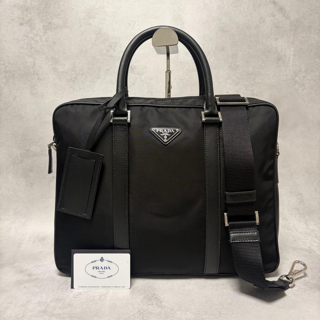 【極美品✨】プラダ　ビジネスバッグ　ナイロン×サフィアーノ 2way ギャラ付き