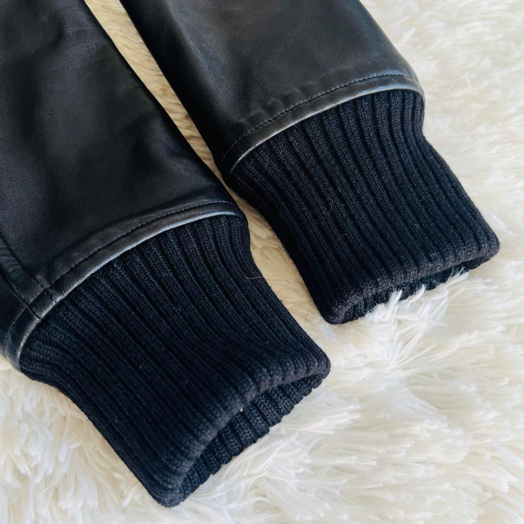 【Drawer】スタジャン レザー シルク ワッペン キルティング 羊革 36