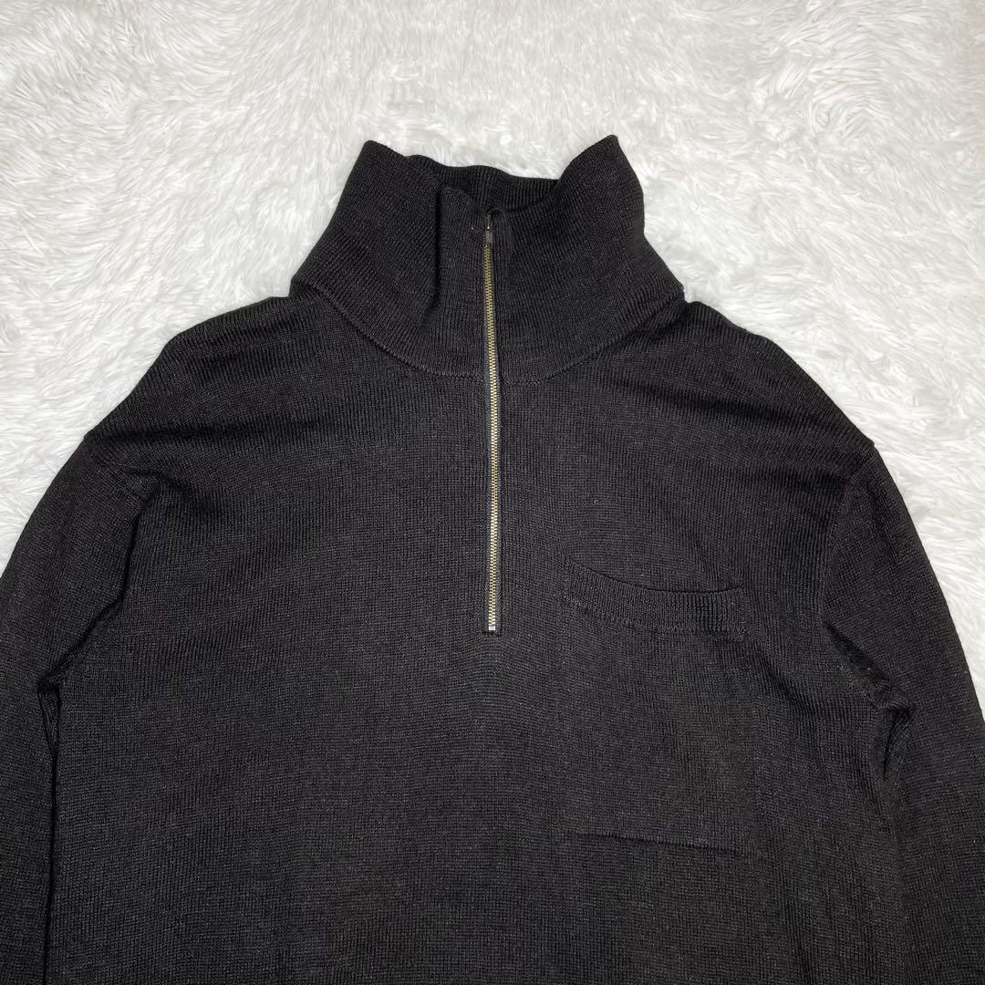 【美品】エムエイチエル　ハーフジップニット・セーター・ドライウールリネン・M