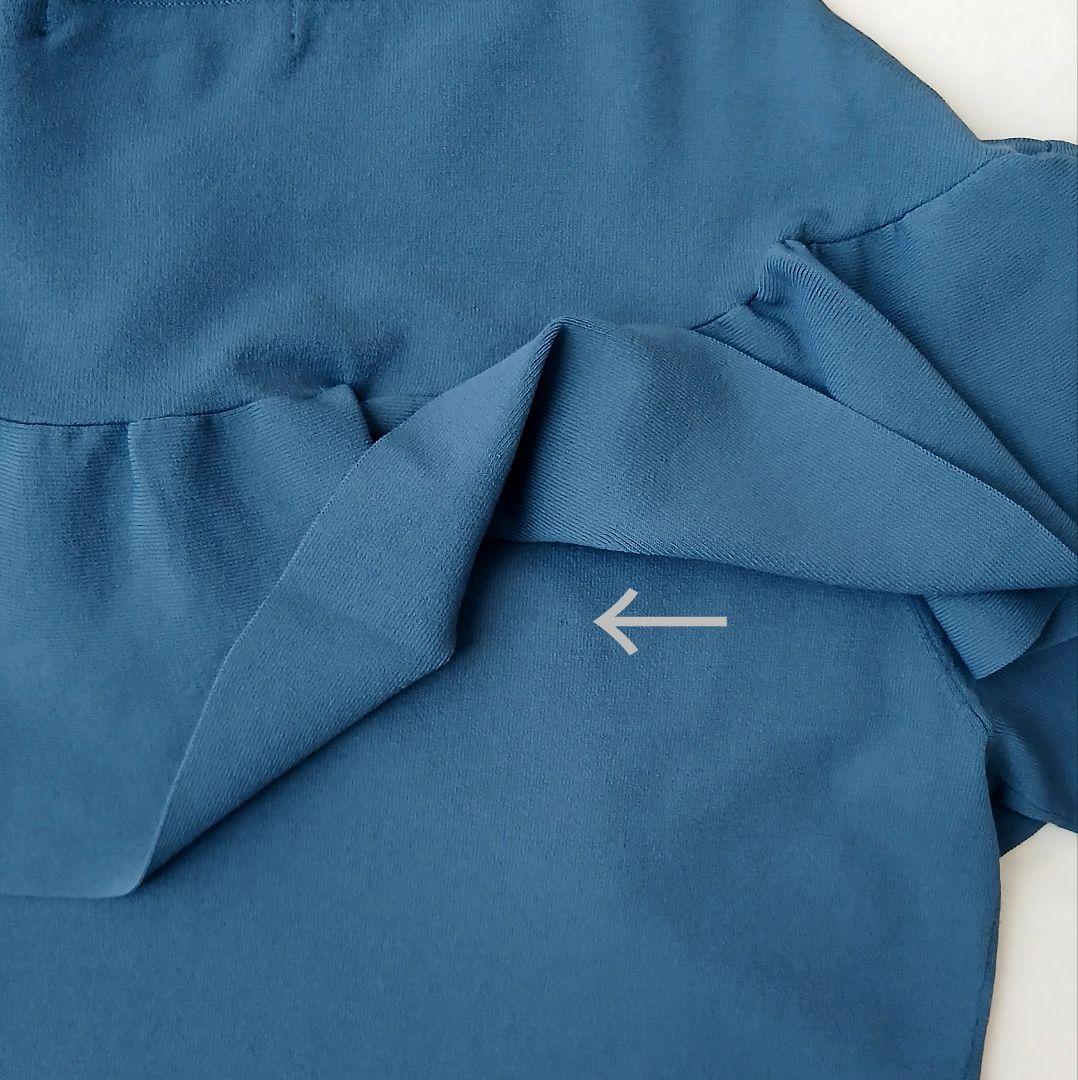 美品 アナイ 上品 ラッフルフリル プルオーバーニット 38 ブルー系 金ボタン