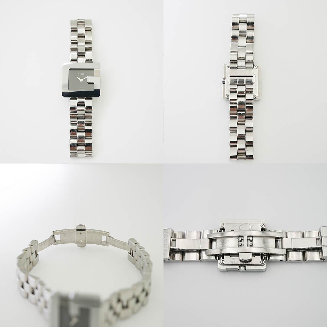 【稼働】 美品 GUCCI 3600L Gスクエア 黒文字盤 シルバー 腕時計