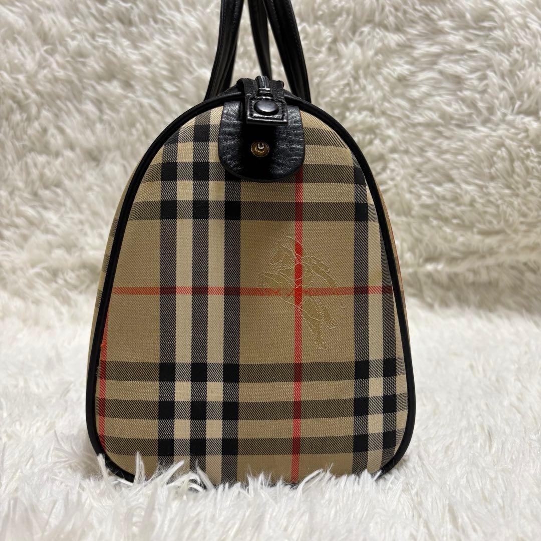 美品★バーバリー ミニボストンバッグ ノバチェック シャドーホース　黒