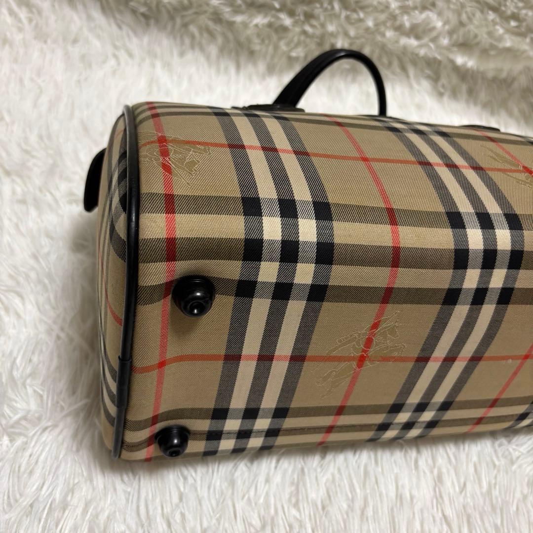 美品★バーバリー ミニボストンバッグ ノバチェック シャドーホース　黒