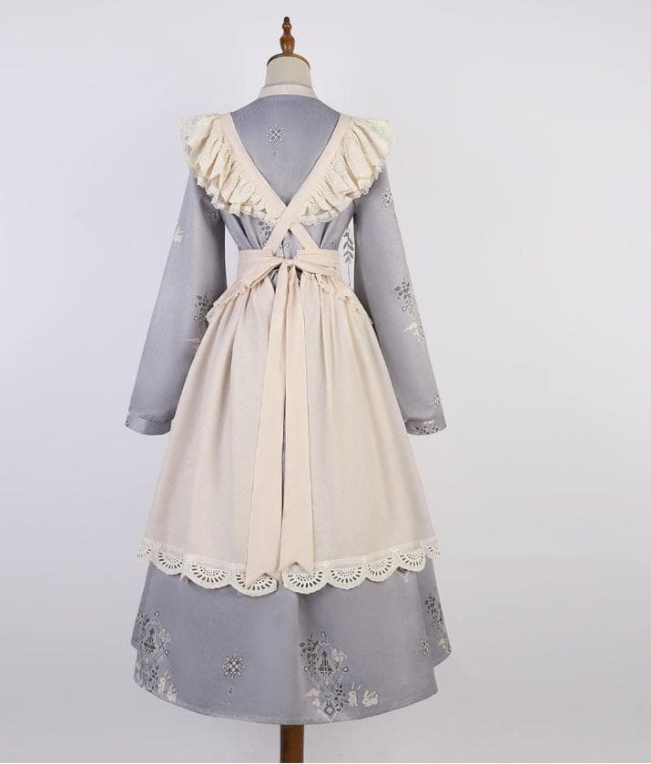 N*e様 【訳アリ】和ロリ　レトロラベンダーロングエプロンワンピース　セットアッ