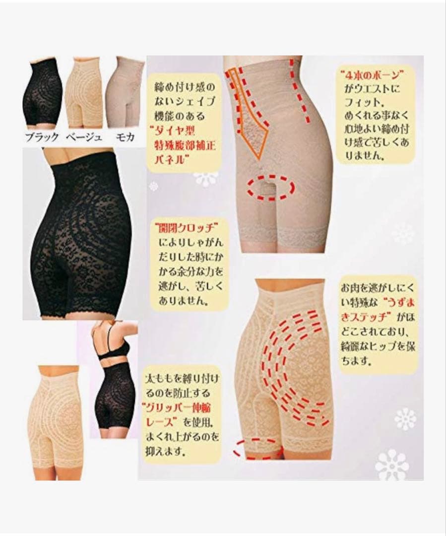 【新品】Rago ハイウエスト 渦巻きロングガードル ブラック L股割れ