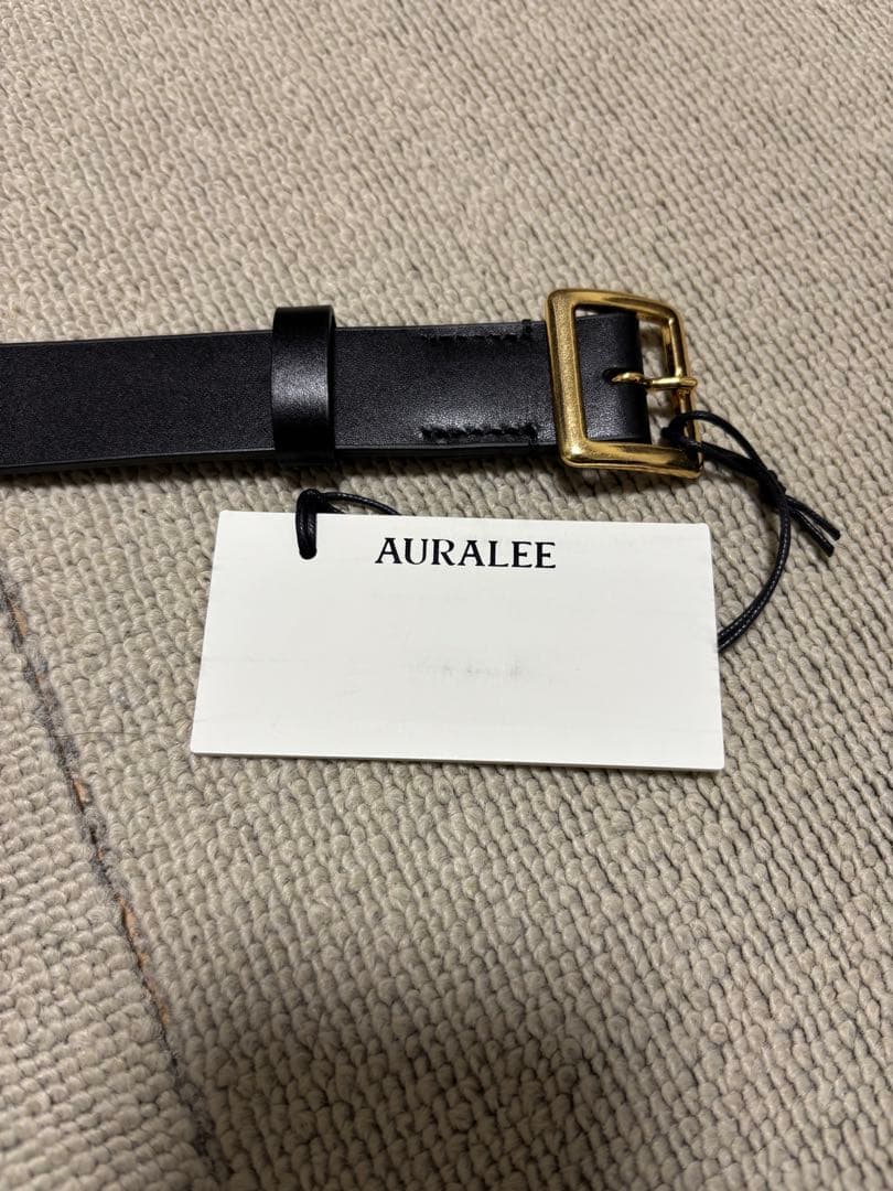 AURALEE ブラックベルト ゴールドバックル　M