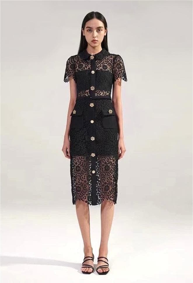 h*k様 セルフポートレイト ワンピース レース 黒 UK10 未使用 Rose