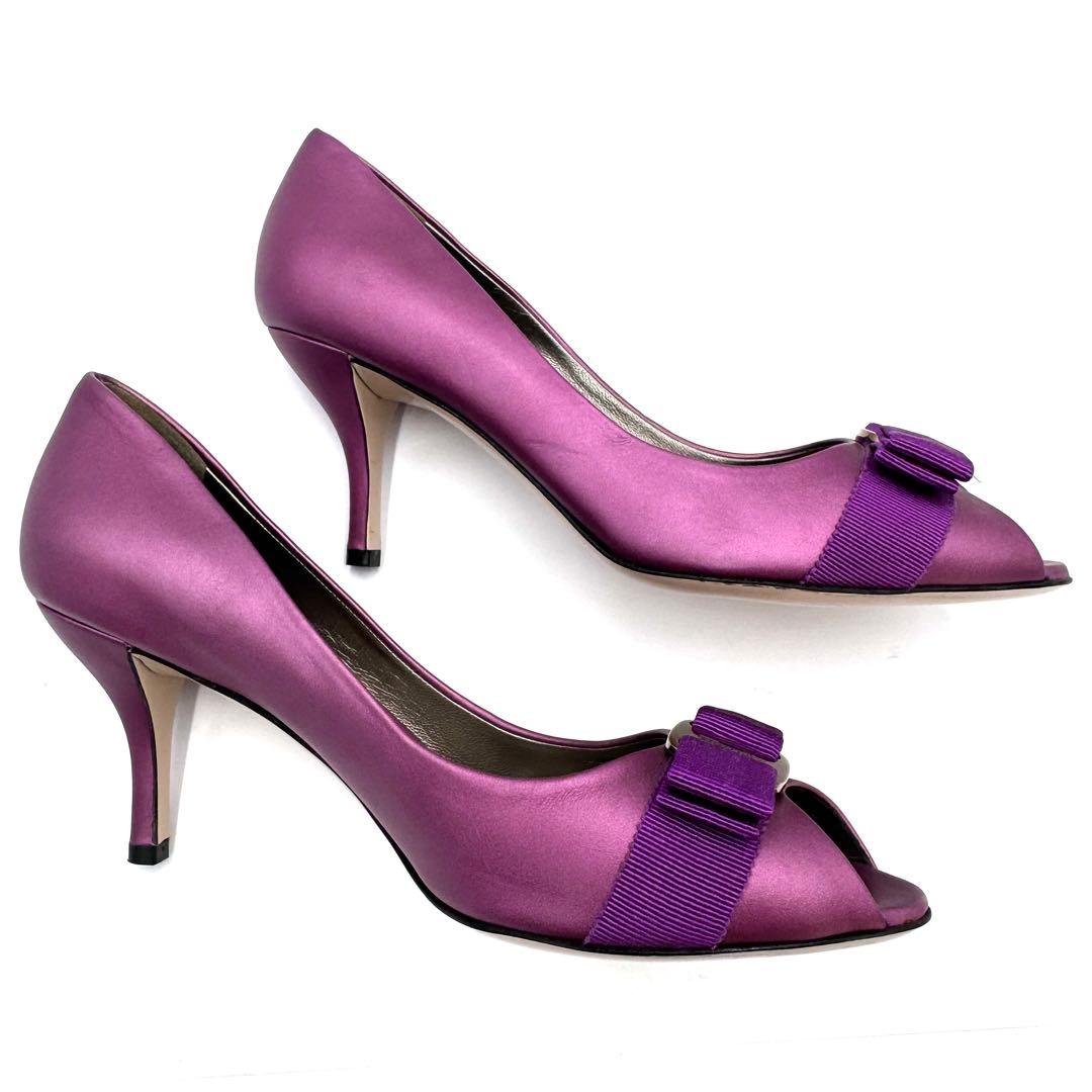 【美品】Ferragamo フェラガモ ヴァラ パンプス パープル 25cm