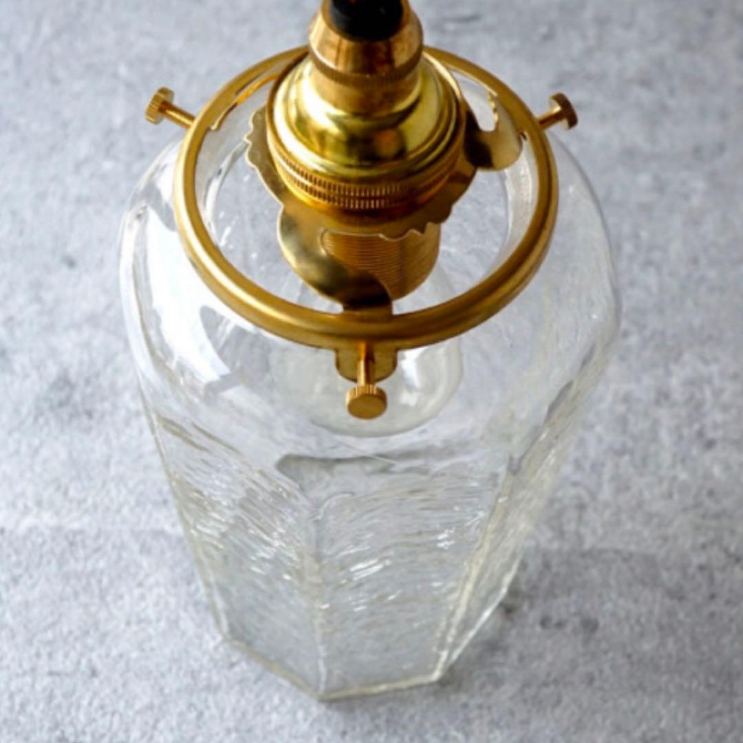 安土草多　あづちそうた　吹きガラス　八角瓶大　クラック　ペンダントライト