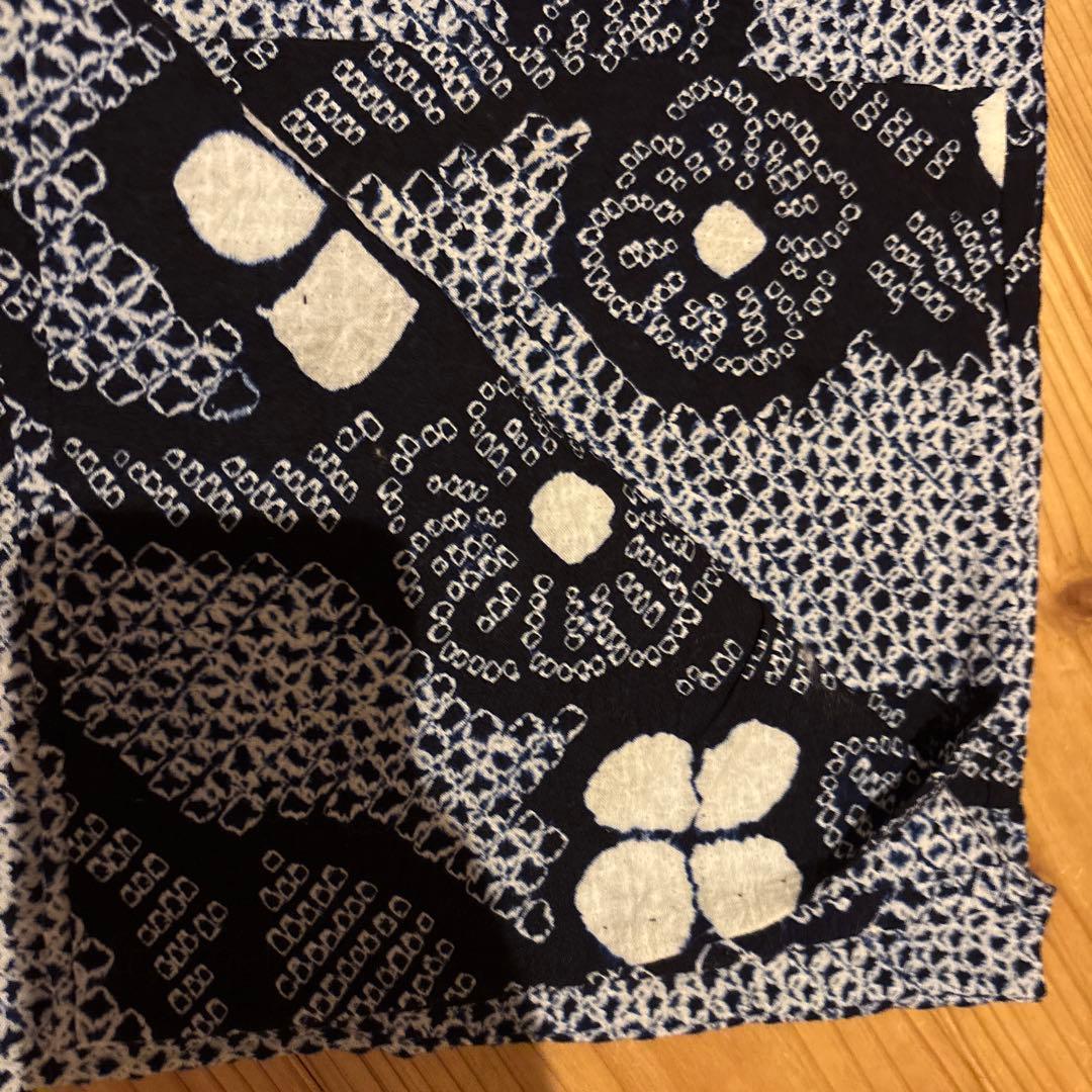 有松鳴海絞り浴衣 花繋ぎ 美品 手縫い 藍染 アンティーク レトロ 絞り