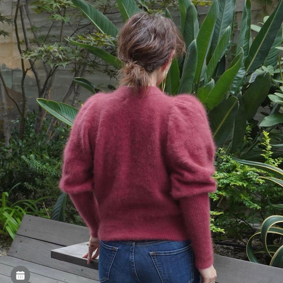 【美品】パフスリーブラクーンニットプルオーバー