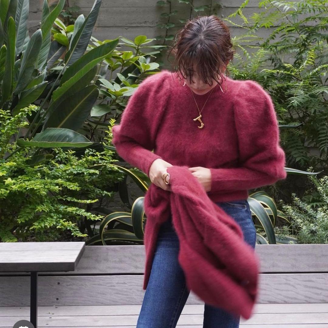 【美品】パフスリーブラクーンニットプルオーバー