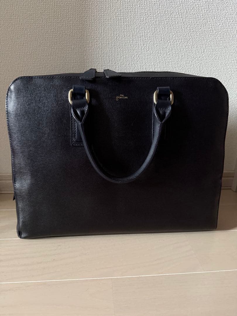 genten レザーブリーフケース ネイビー MacBook 13収納可