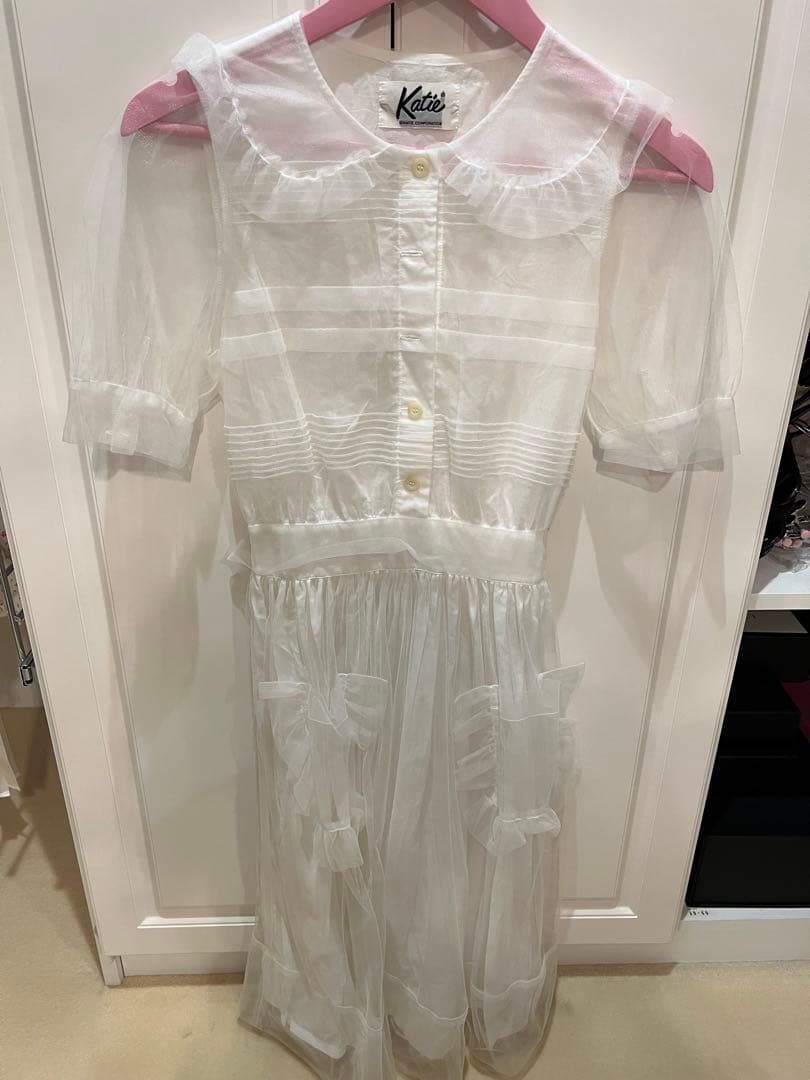 Katie ホワイト シースルー ワンピース