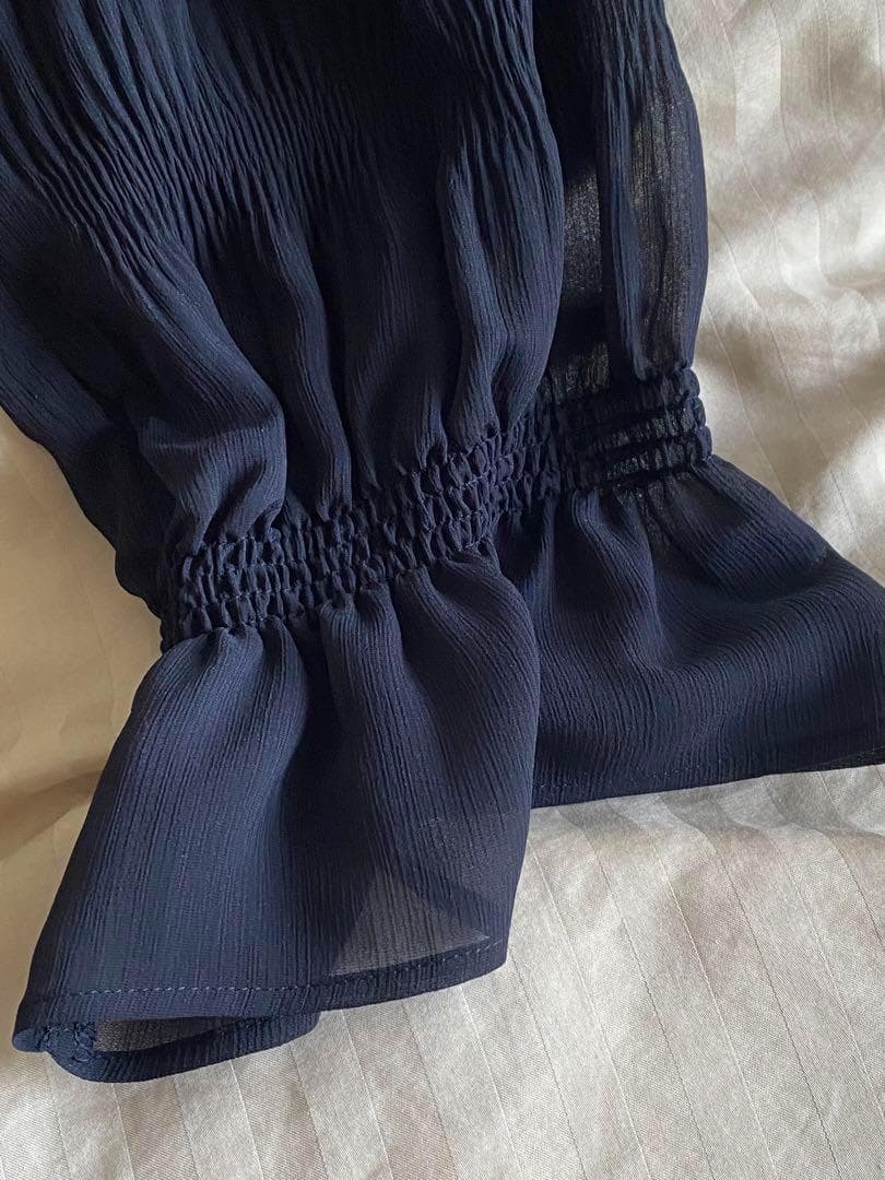 【新品未使用】ローズティアラ　オーガンジー袖　ネイビー　サイズ46