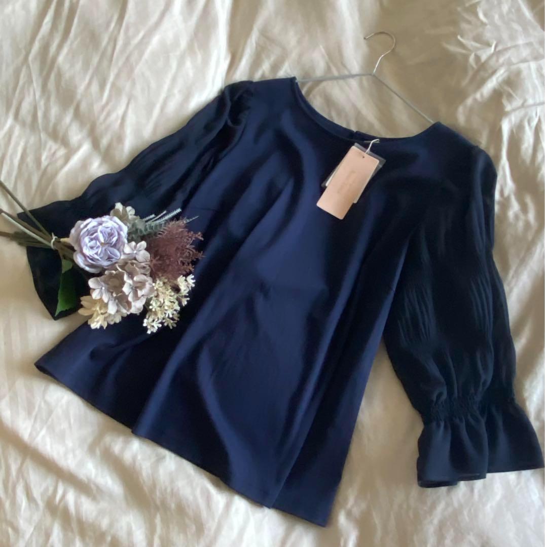 【新品未使用】ローズティアラ　オーガンジー袖　ネイビー　サイズ46