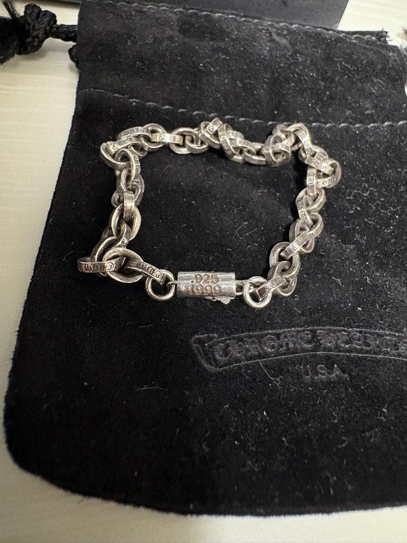 ※T【クロムハーツ】ペーパーチェーンブレスレット　7インチ