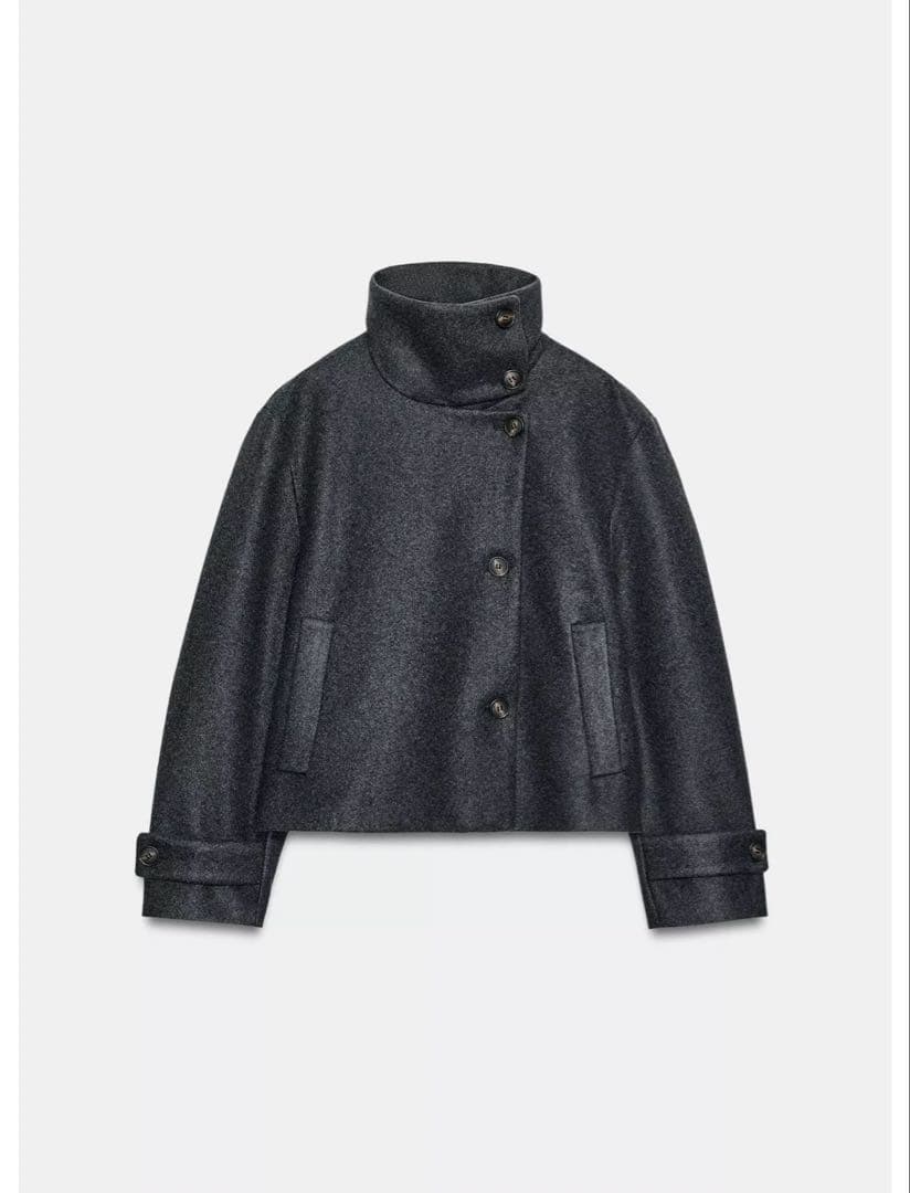 完売品⭐︎ZARA ハイネックショートコート XS グレーマール