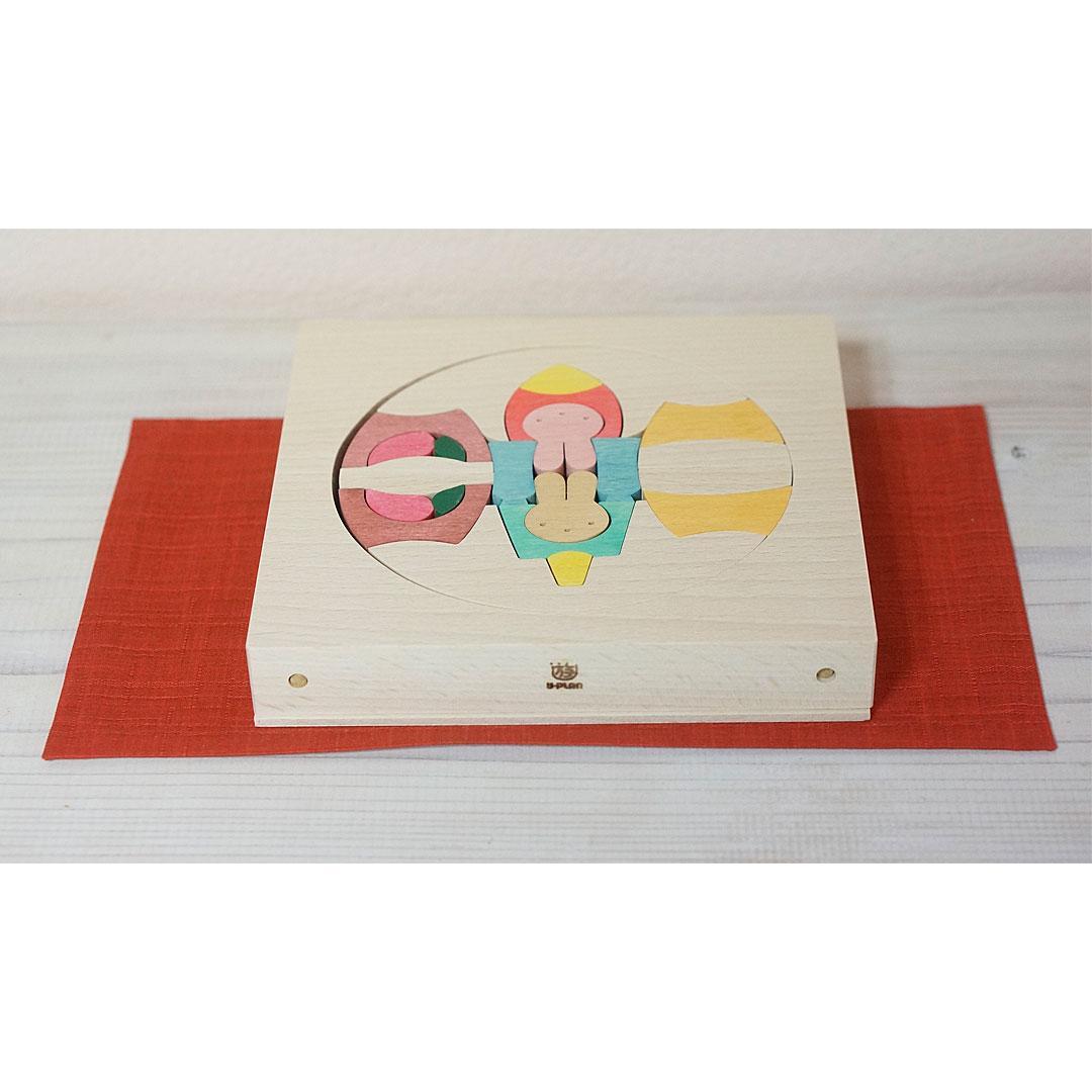 小黒三郎 組木の雛人形【新品·未使用】ウサギ円びな　もうせん付