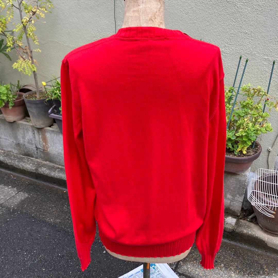 ロロピアーナ　コットン　Vネック　ニット　サイズ48　朱色　新品 ハイゲージ
