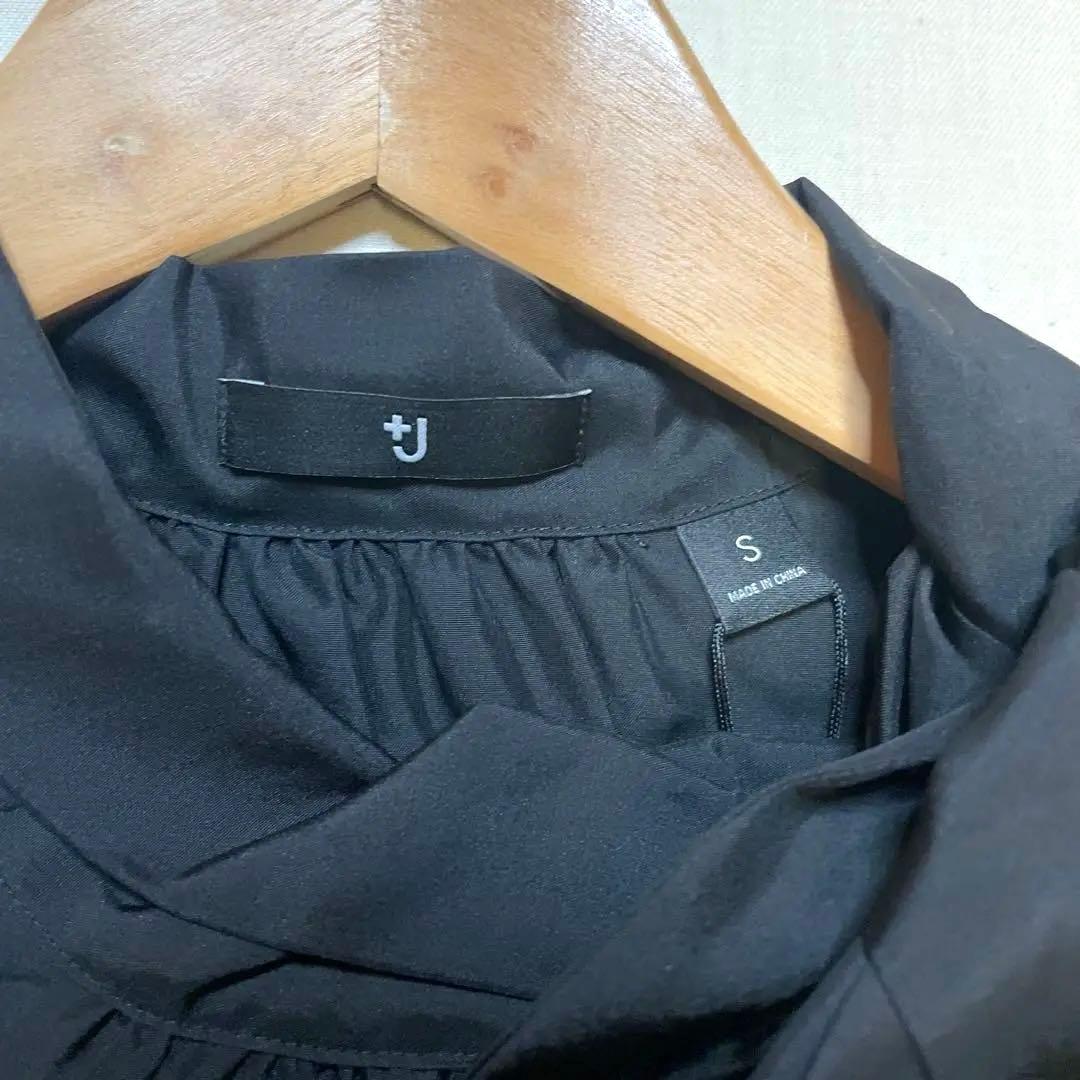 ユニクロ×ジルサンダー　+J ボウタイ付きブラックブラウス S シルク100％