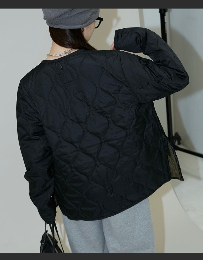 タイオン　ミリタリー ダブルジップ Vネック ダウン ジャケット