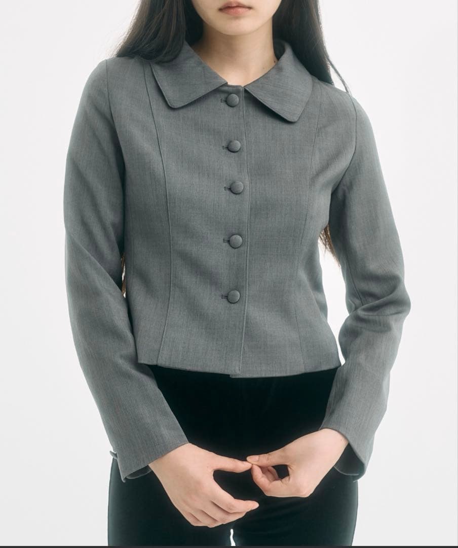 fekete ラウンドカラージャケットM ローウエストプリーツスカートS セット