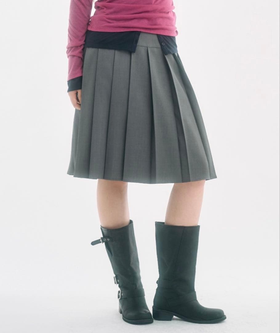 fekete ラウンドカラージャケットM ローウエストプリーツスカートS セット