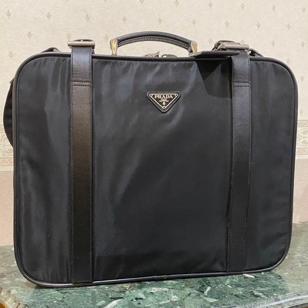 PRADA ビジネスバッグ 三角ロゴ ナイロン×サフィアーノレザー