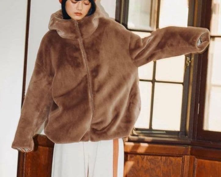 ニコアンド［MODE NORM CORE］ベルベットファーフードブルゾン