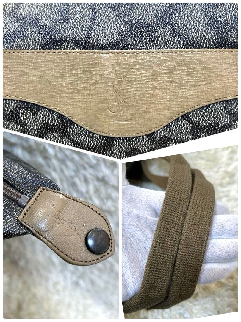 【美品 大容量】イヴサンローラン　ボストンバッグ　ジラフ　PVC ヴィンテージ