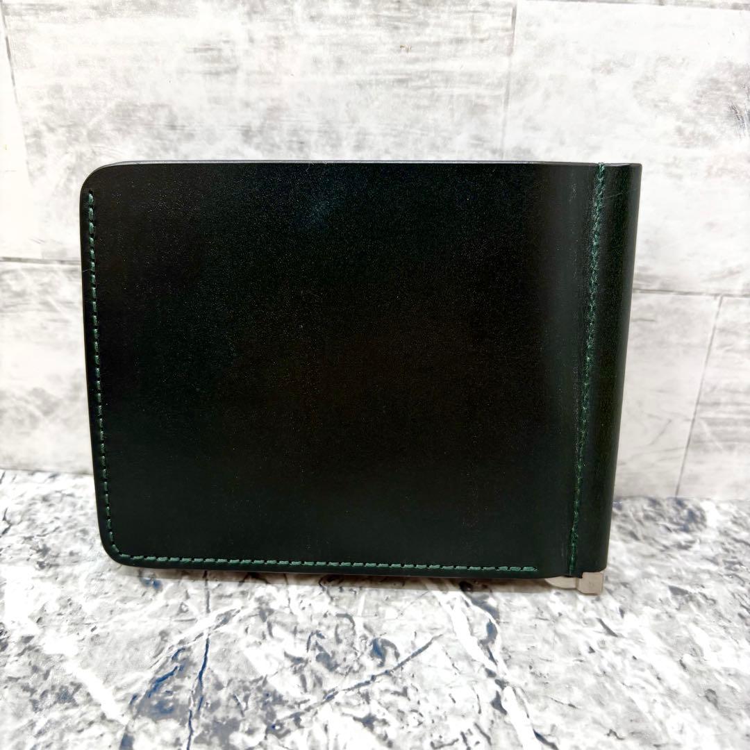 新品同様✨ SLOW マネークリップ ブライドルレザー ダークグリーン 箱あり