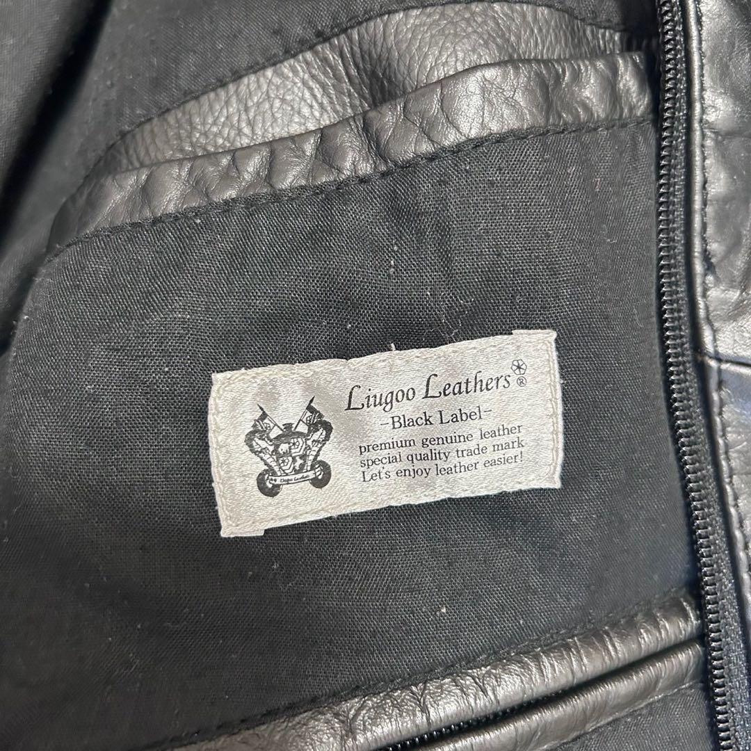 リューグーレザー Lサイズ シングルライダース 本革 牛革 丈短 黒