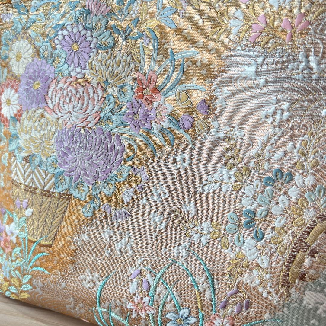 西陣織 A4対応 帯リメイク トートバッグ 和装バッグ ショルダー バンブー