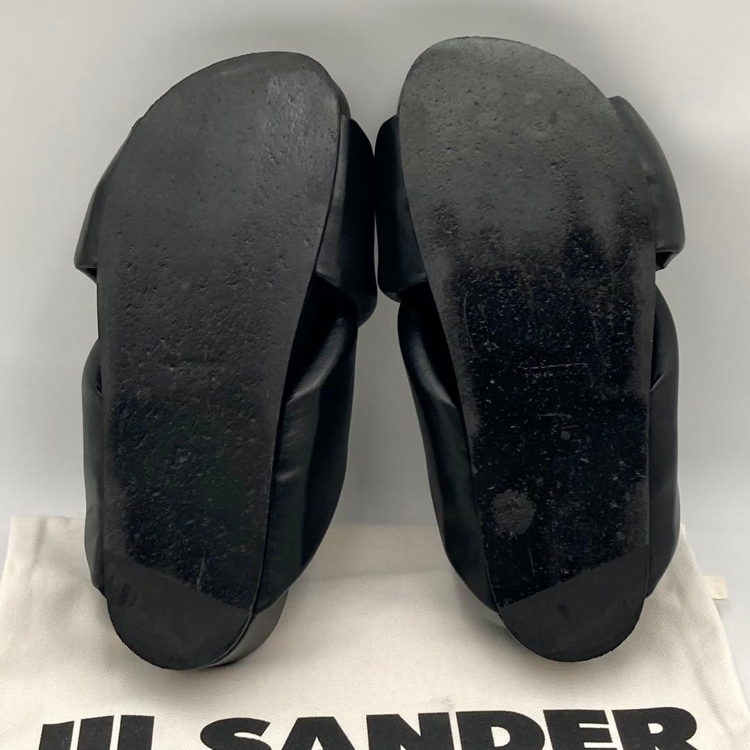 se✨ JIL SANDER クロスストラップサンダル 黒 レザー 37