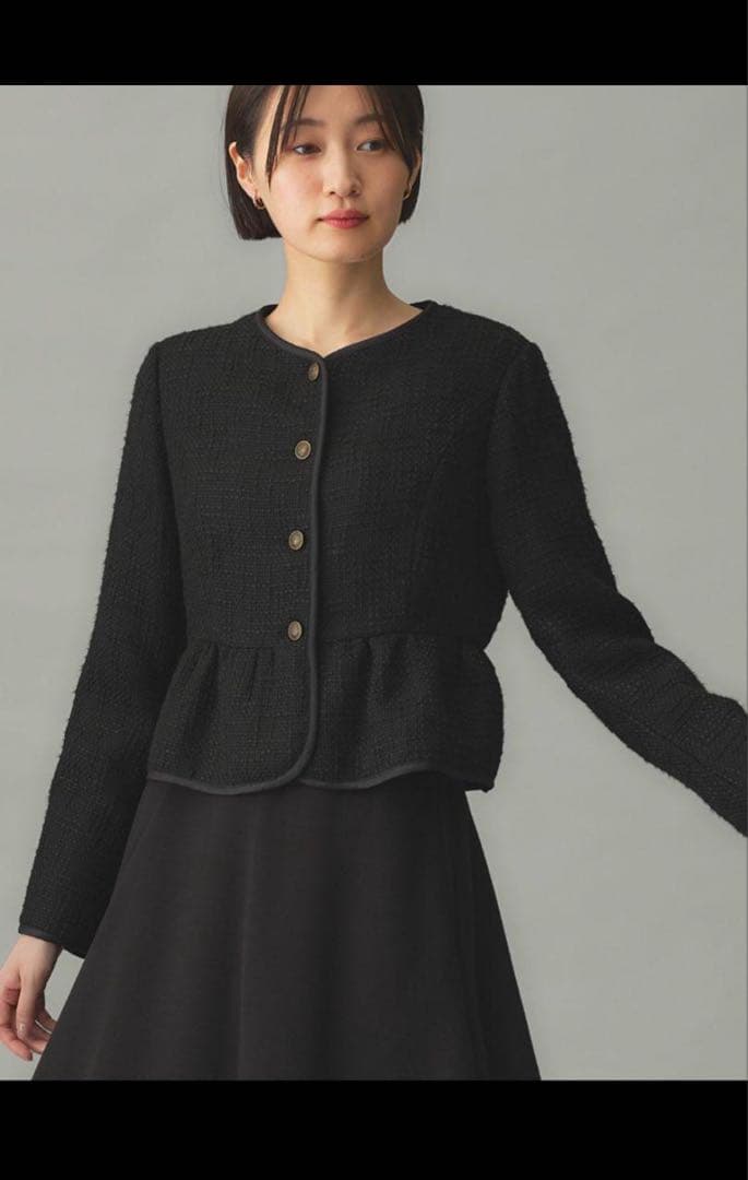 美品 ツィードパフスリーブワンピースジャケットセット　マタニティ・授乳服