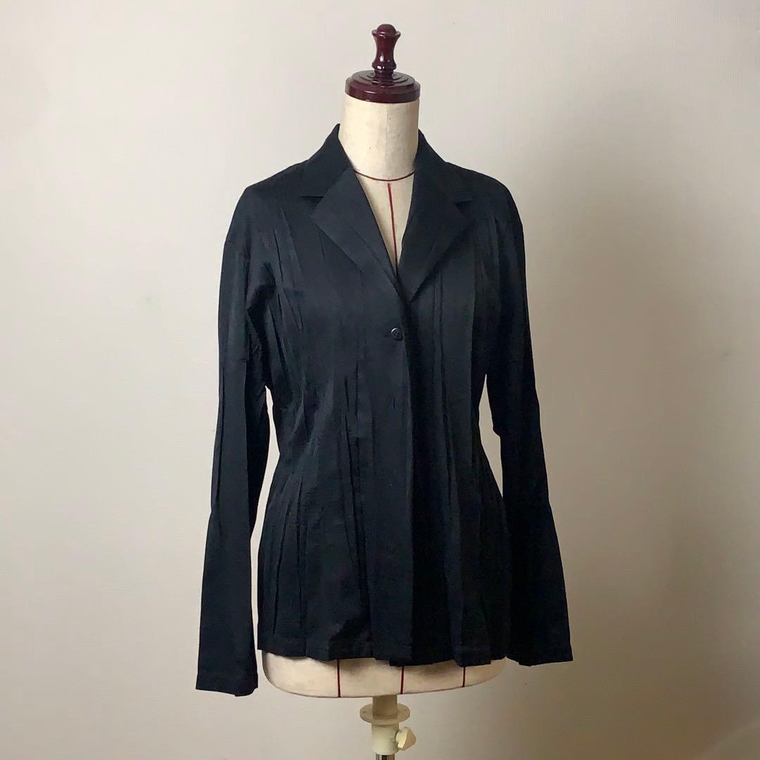 【美品】ISSEY MIYAKE シャツジャケット　2（M相当）　プリーツ　黒