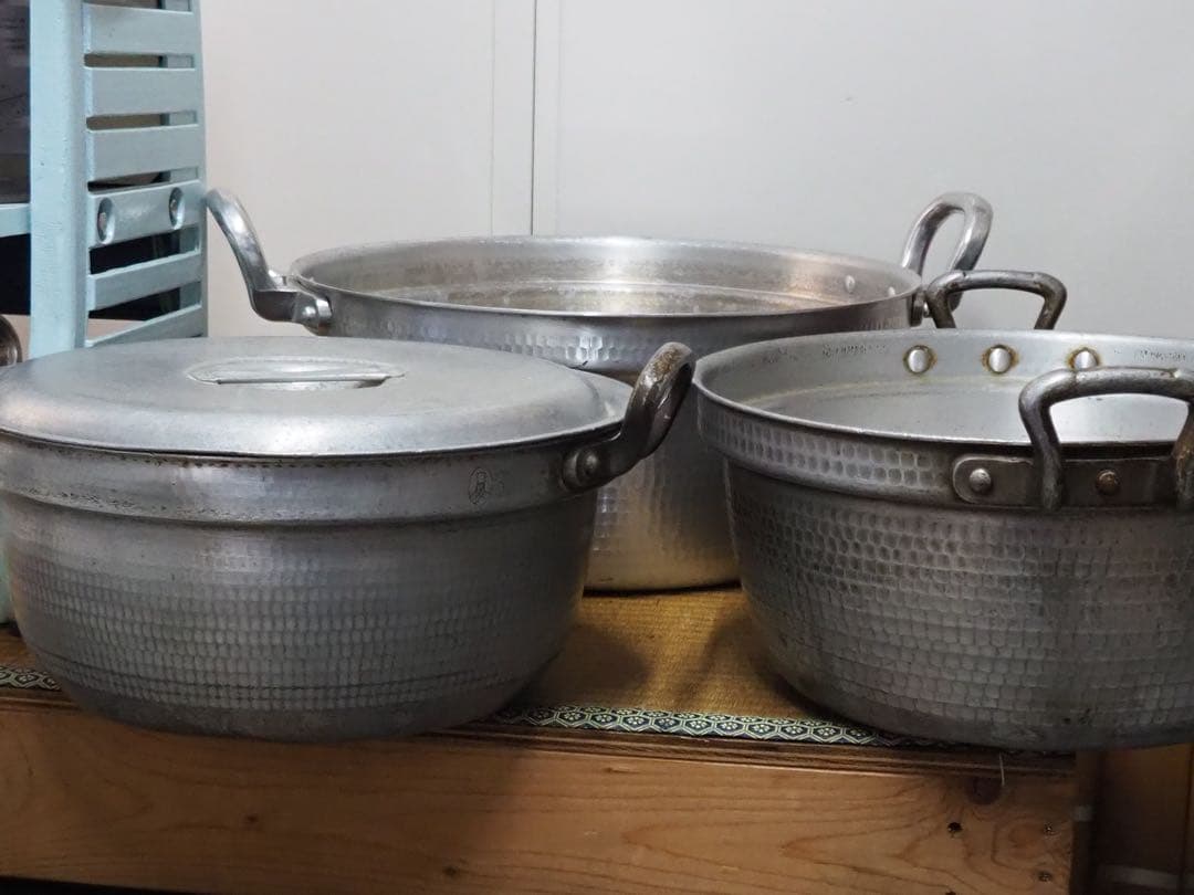 アルミ製　段付鍋 3個セット 1つ蓋付き　業務用