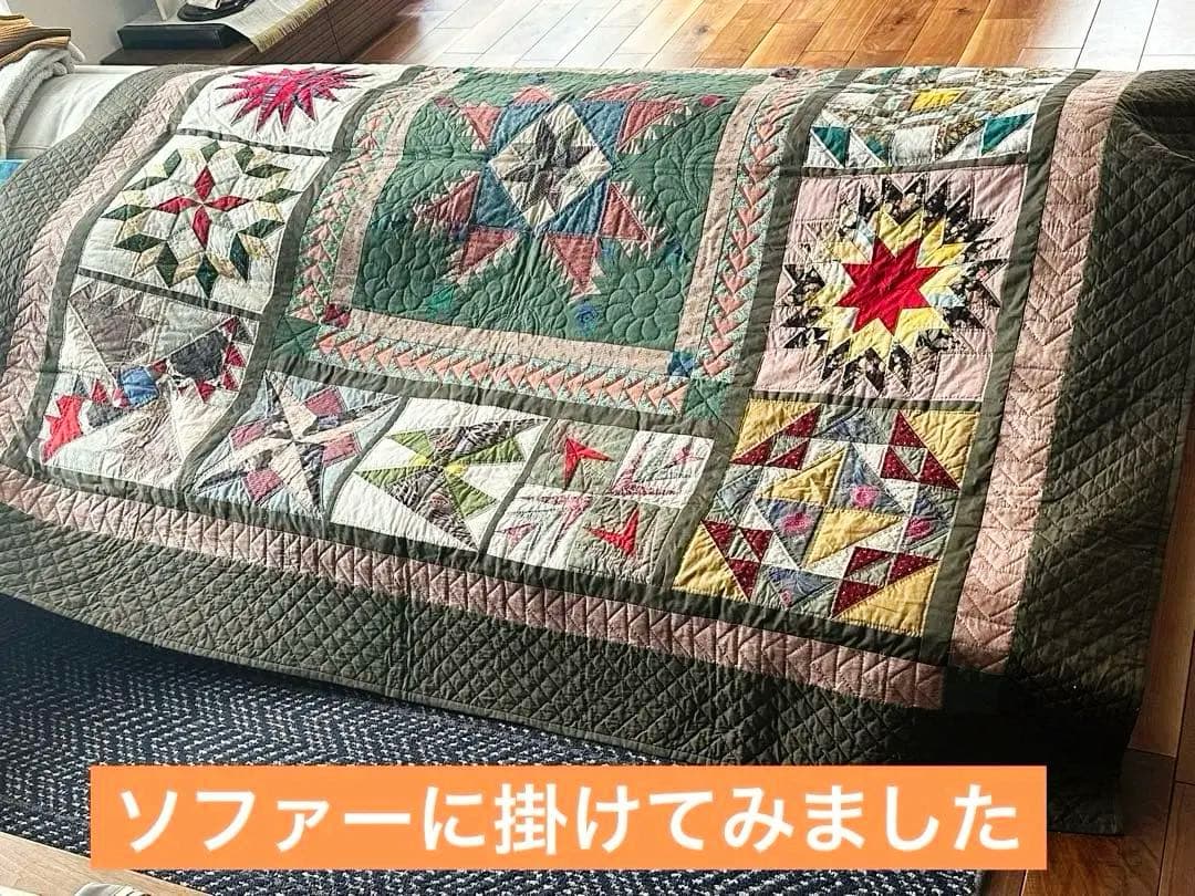 ハンドメイドパッチワーク　ベットカバー　タペストリー