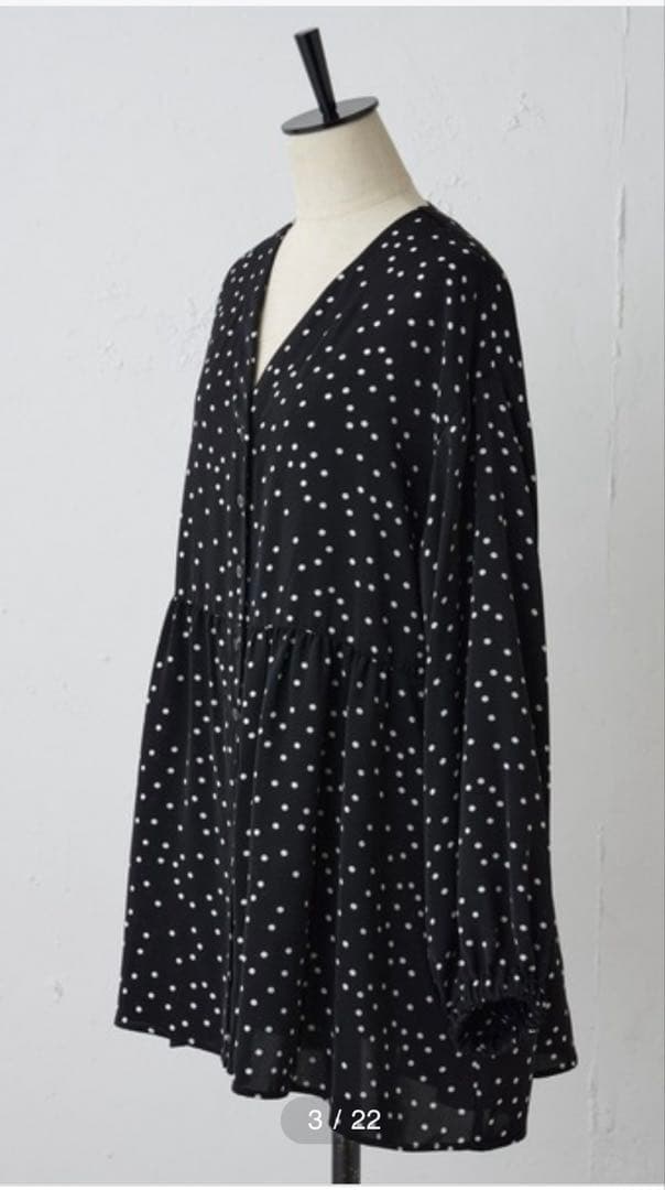 ビアズリーbeasley☆美品ギャザーブラウスドット