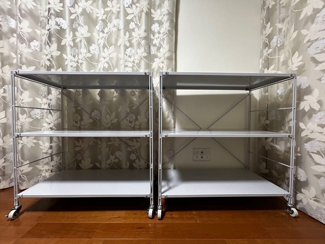 【廃盤カラー】無印良品スチールユニットシェルフワイド・小×2個セット（グレー）