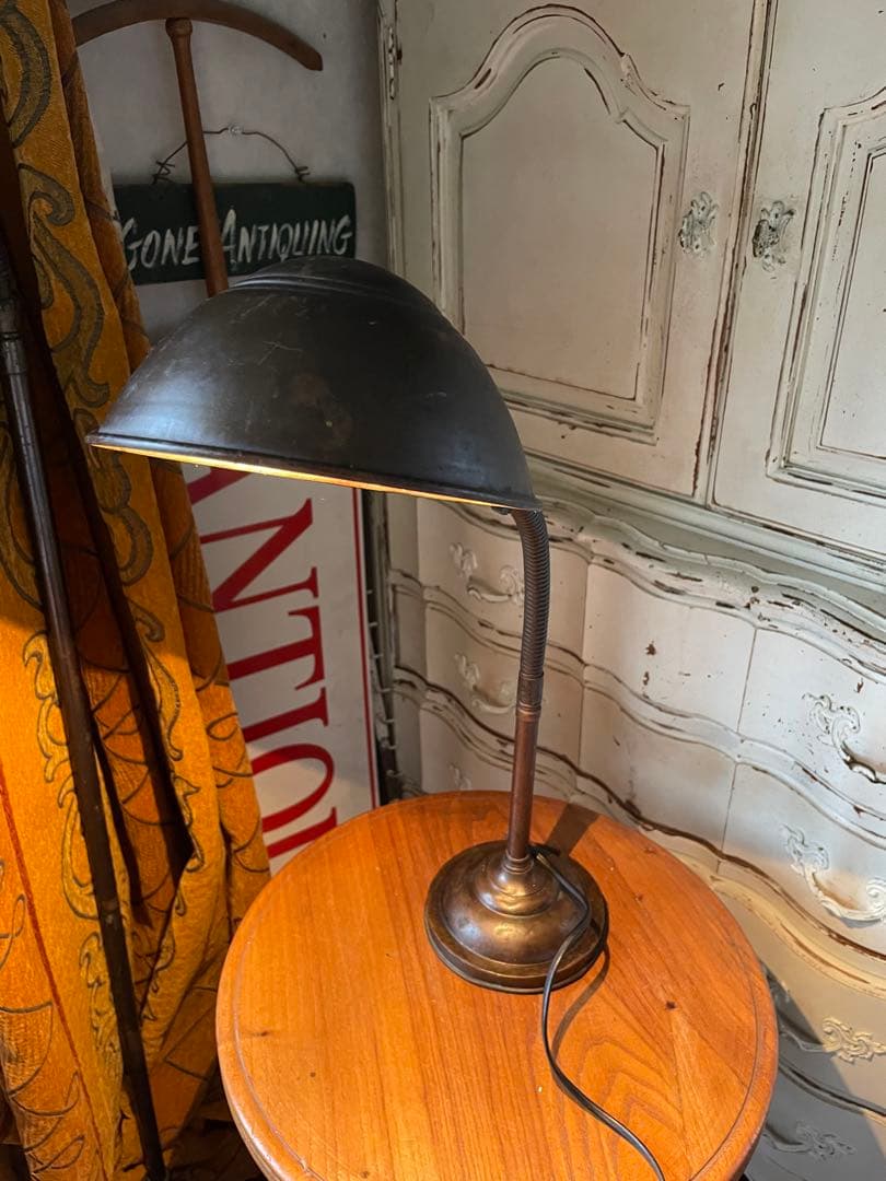 アンティーク　真鍮　グースネック　ランプ　デスク　テーブル　レア　アメリカ