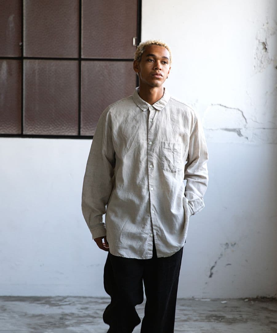 CONFECT ハイカウントリネンレギュラーカラーシャツ