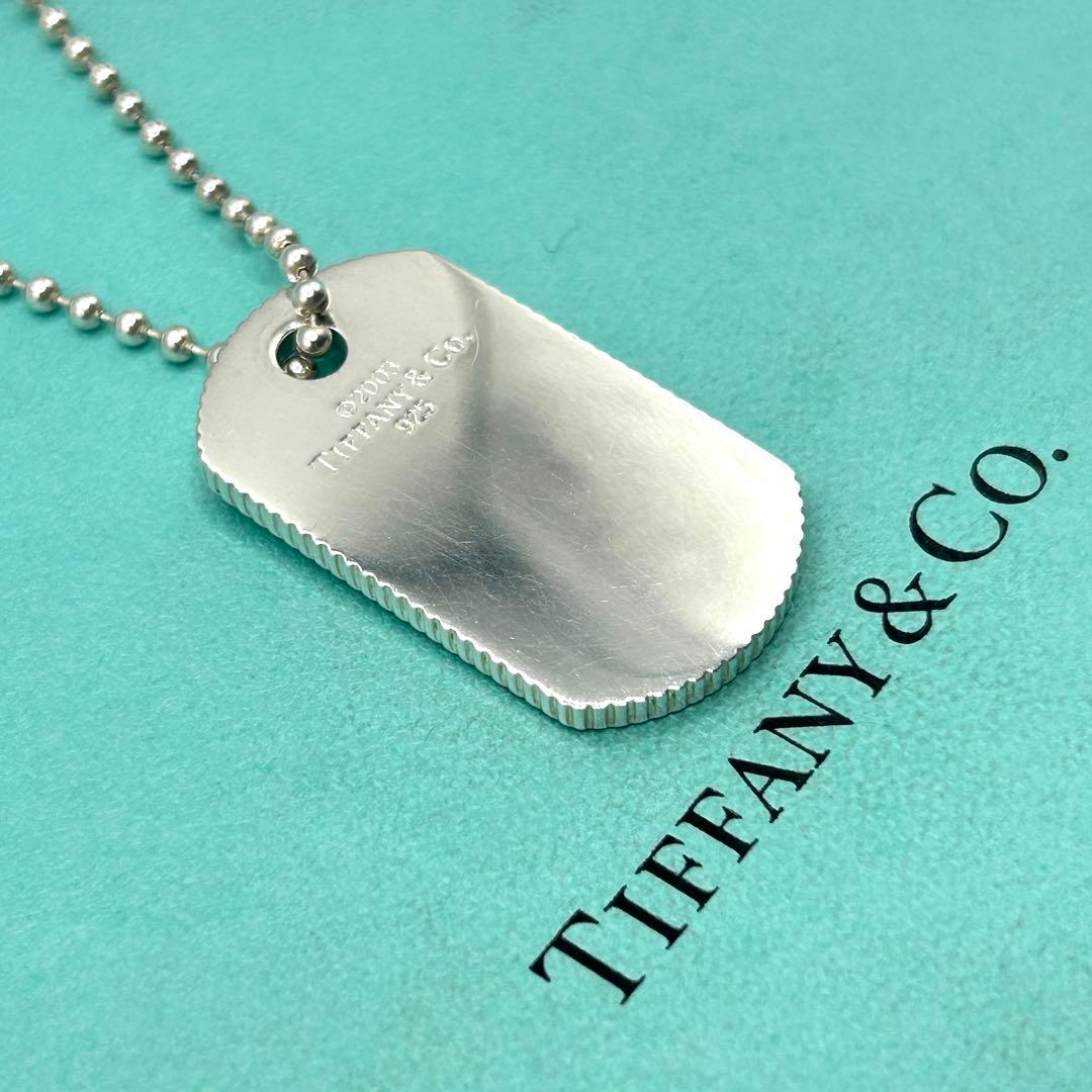 ティファニー　ドッグタグ　エッジ　ネックレス　シルバー　ボールチェーン