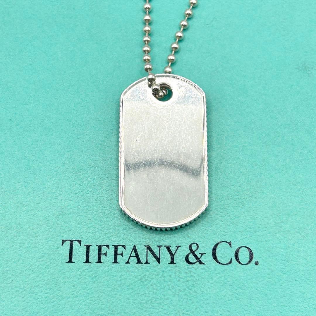 ティファニー　ドッグタグ　エッジ　ネックレス　シルバー　ボールチェーン