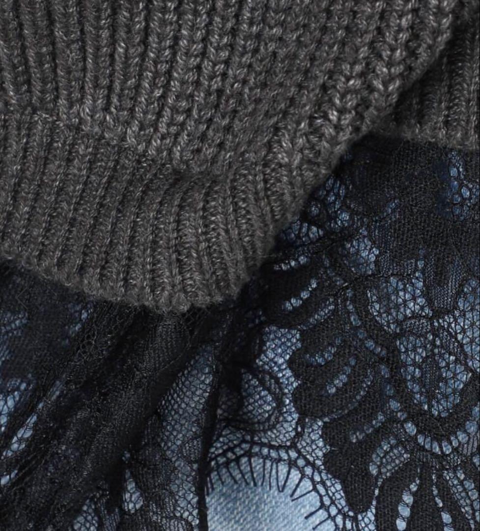 spick&span レースドッキング畦ニットプルオーバー